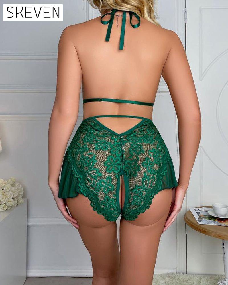 Women's Bodysuit Lace Floral Teddy Shapewear V-neck