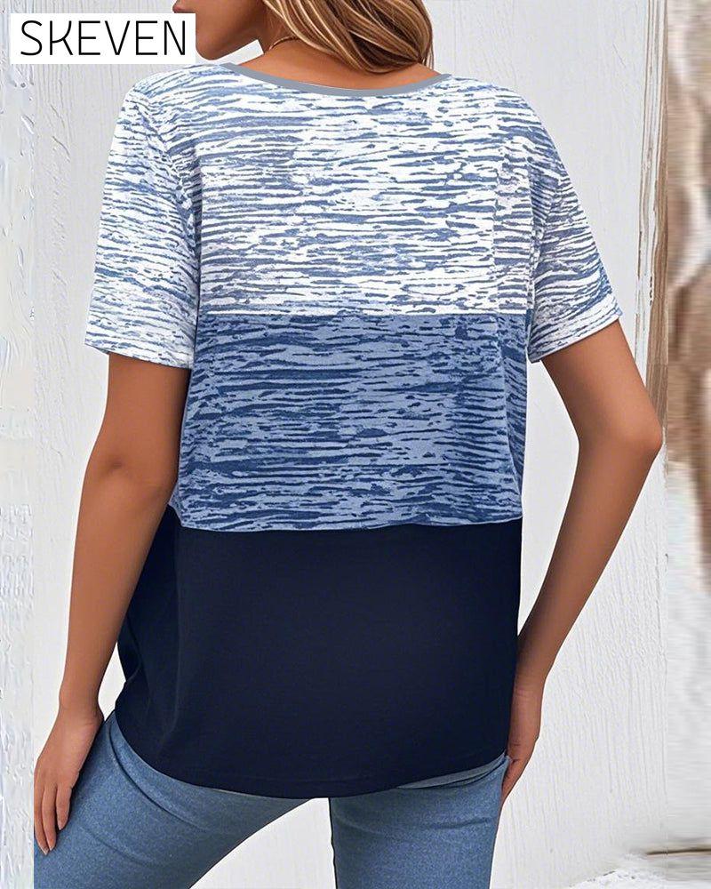 Kurzarm-T-Shirt mit Rundhalsausschnitt und Kontrastfarbe