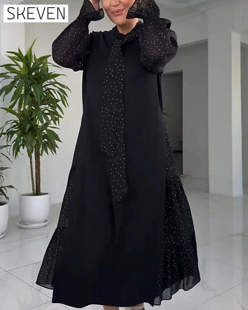 Zweiteiliges Kleid aus Kunstspitze mit Patchworkmuster