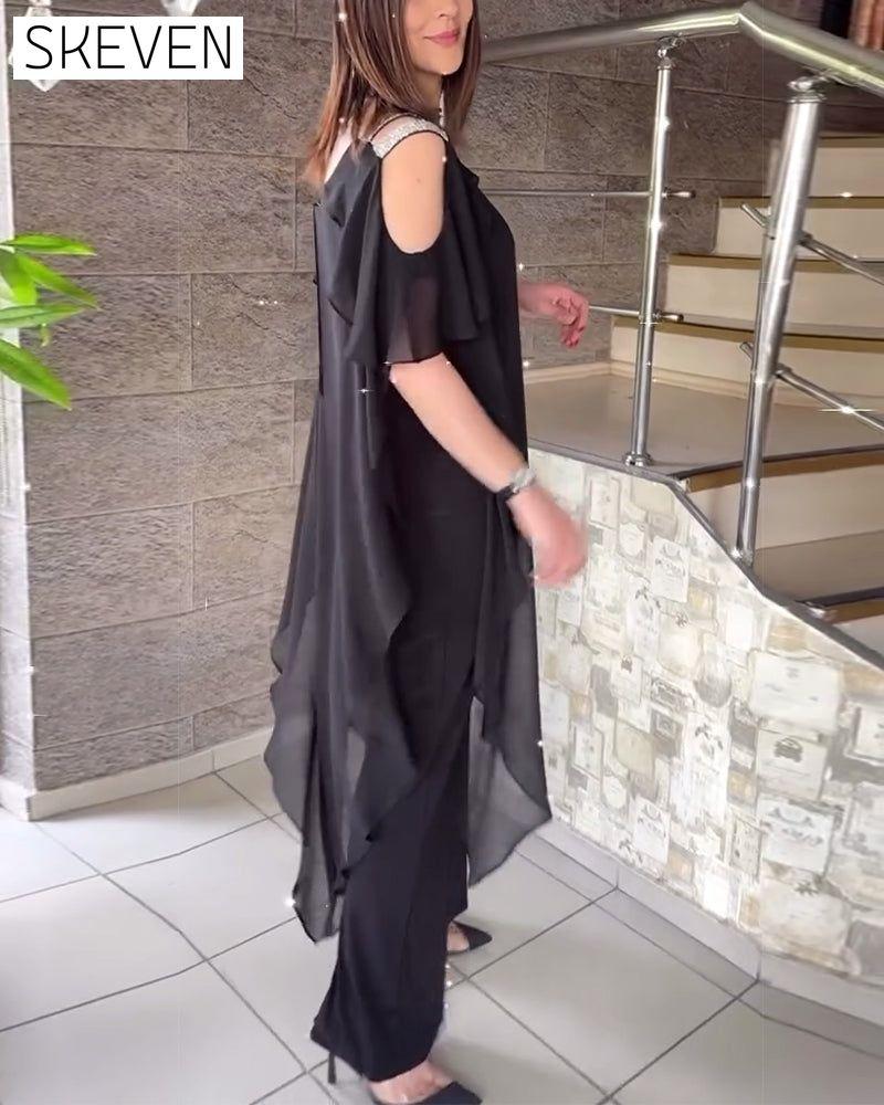 Solid Color Loose Wide-Leg Jumpsuit 2024 f/w christmas jumpsuits & rompers