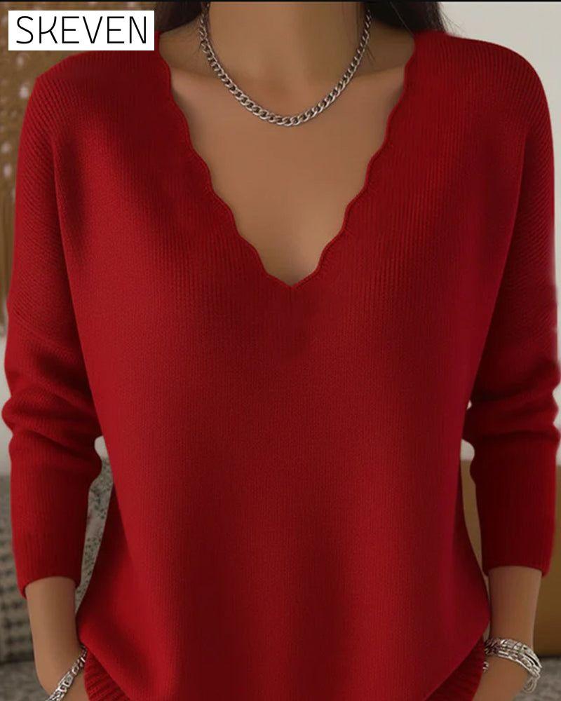Weicher Strickpullover mit V-Ausschnitt