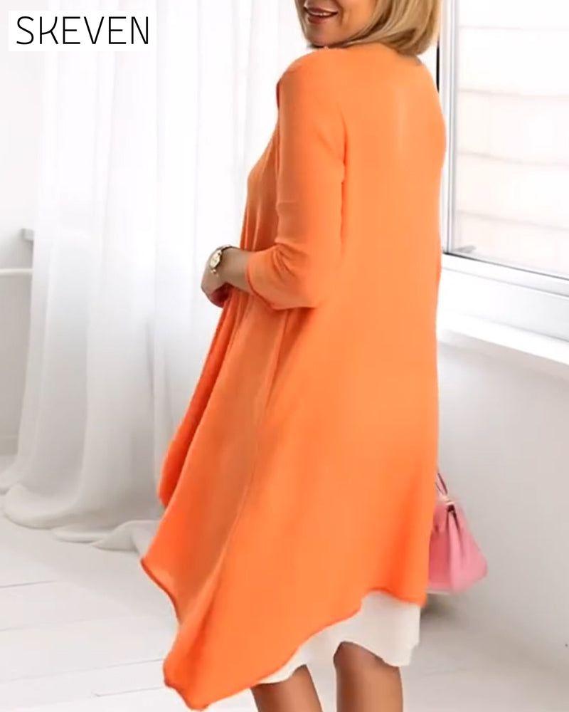 Ensemble à manches longues patchwork à imprimé floral