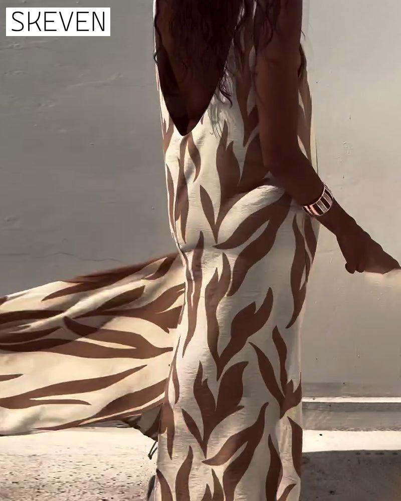 Robe imprimée sans manches et dos nu