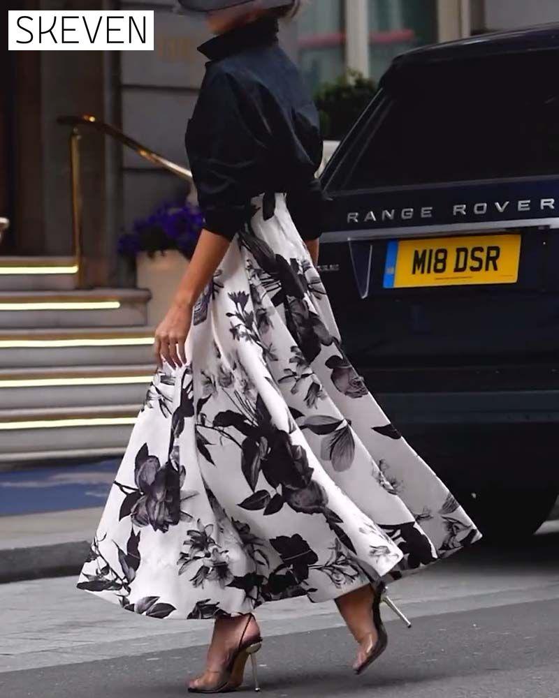 Elegant floral print stand collar long sleeve dress 202466 casual dresses spring summer