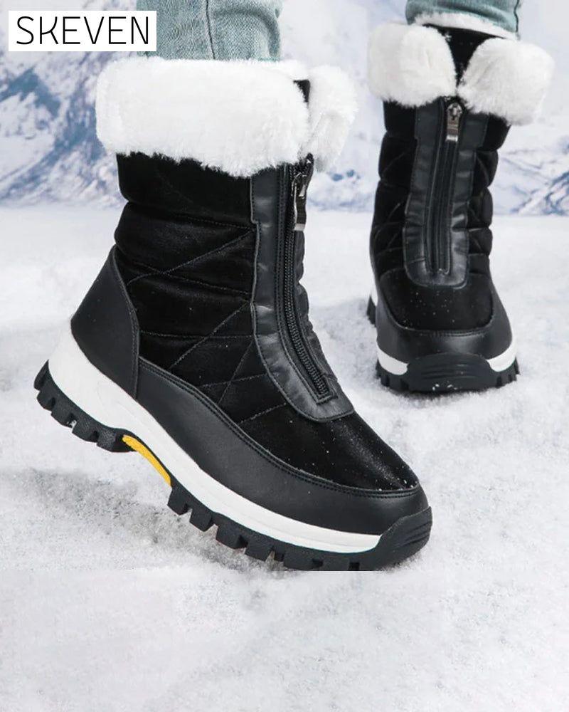 Damen-Schneestiefel mit Reißverschluss, rutschfest und warm