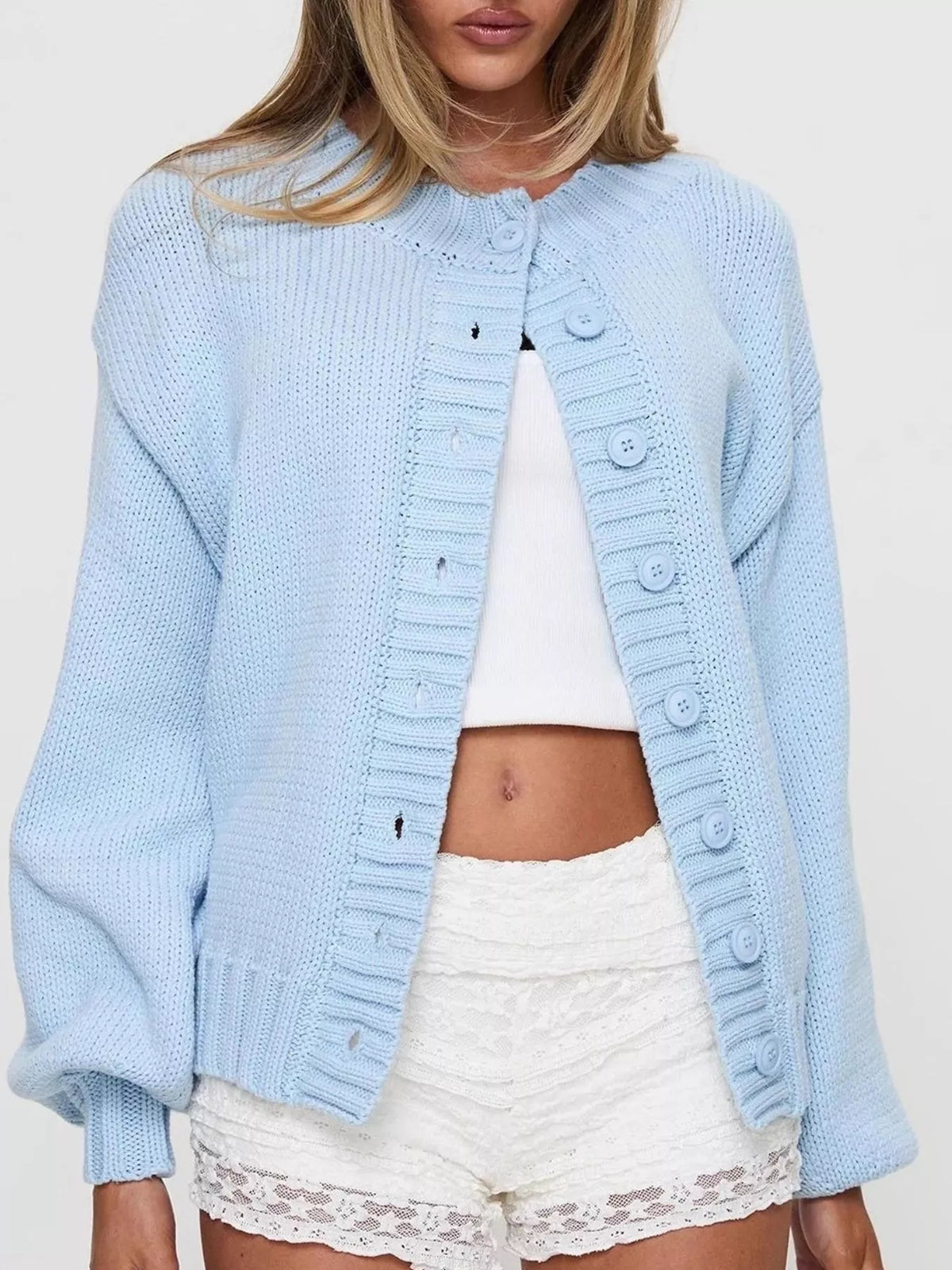 Chunky Knit Button-Up Cardigan