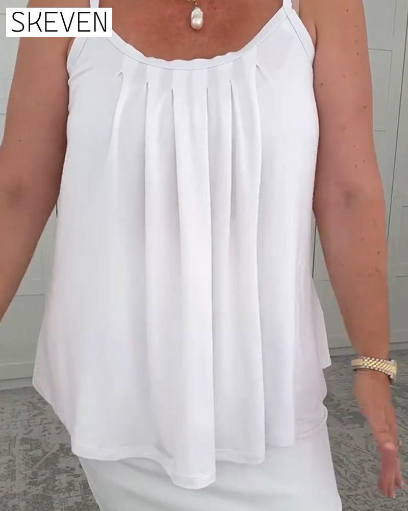 Suspender Pleated Bottoming Vest