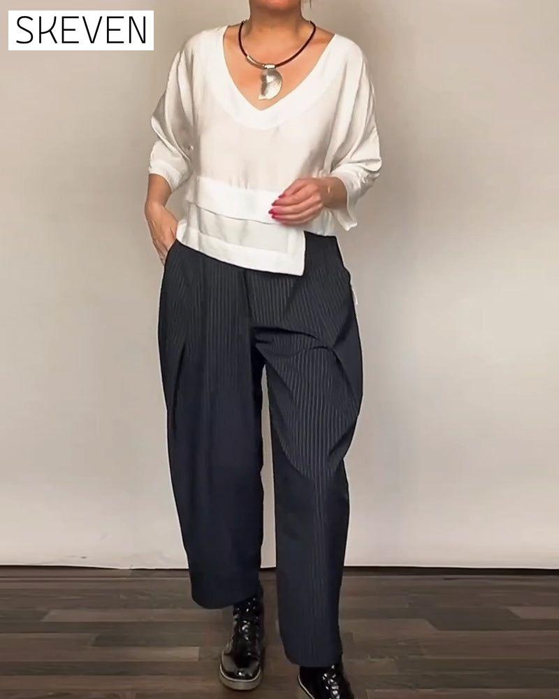 Retro-Streifen-Freizeithose