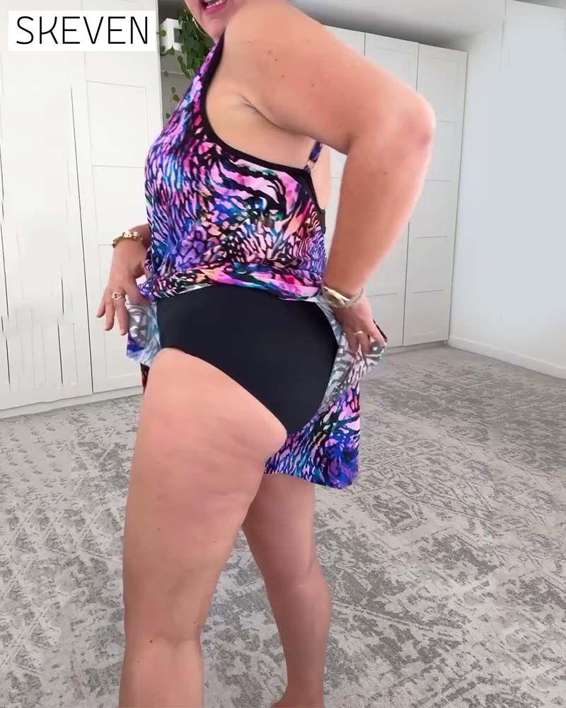 Maillot de bain une pièce à imprimé coloré et col en V