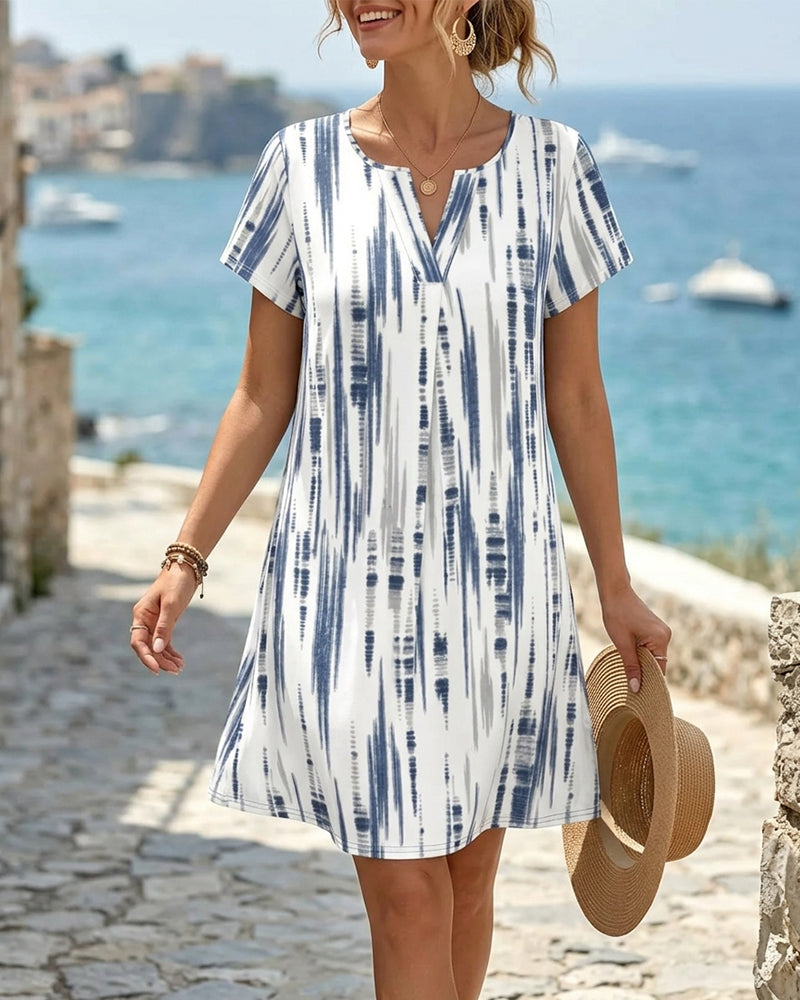 Casual Striped V-Neck Dress