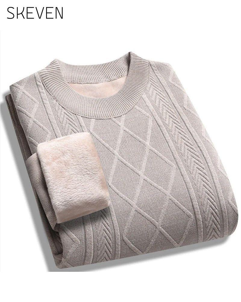 Men's Winter Plush-Lined Warm Knitted Sweater