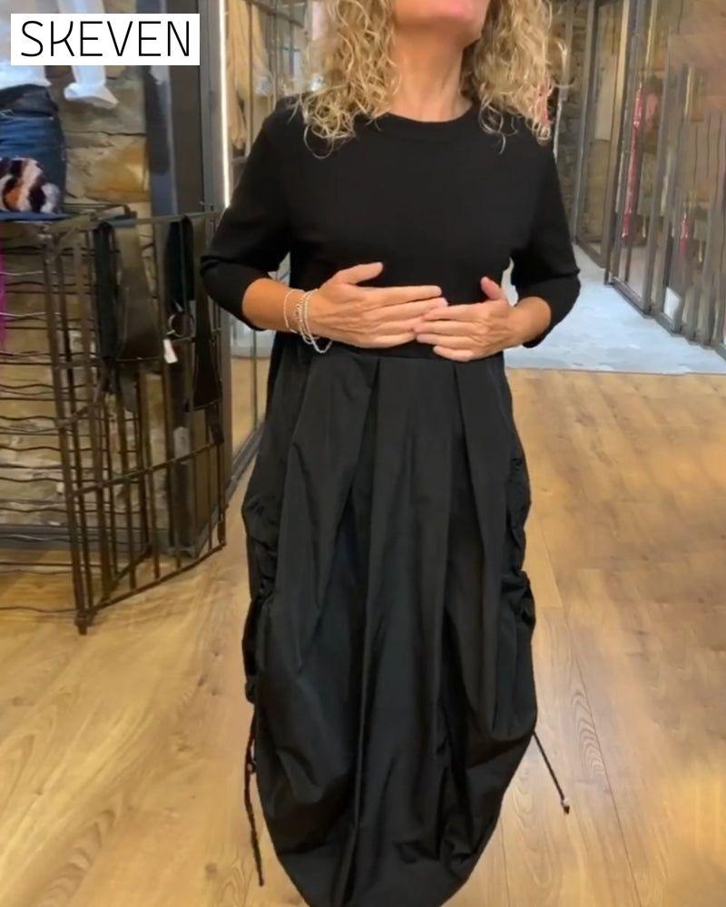 Patchwork-Freizeitkleid mit Kordelzug