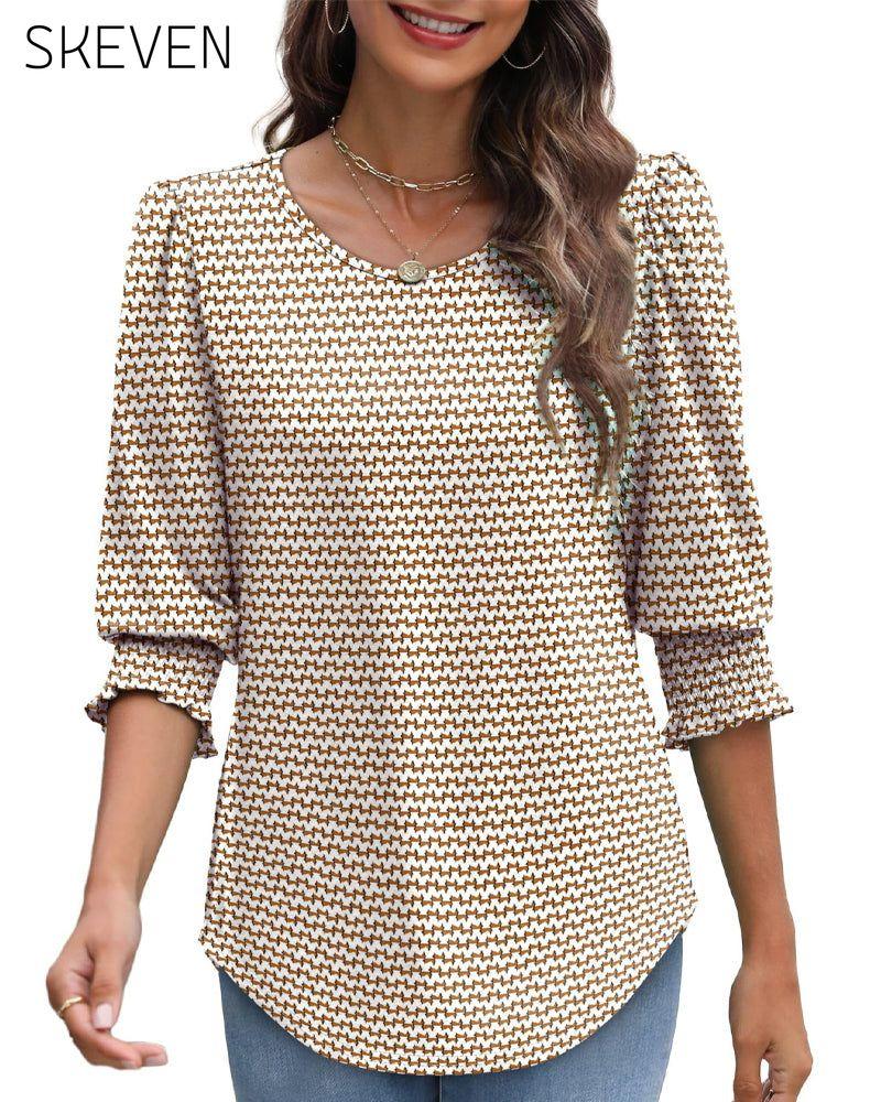 Puff Sleeve Printed Blouse