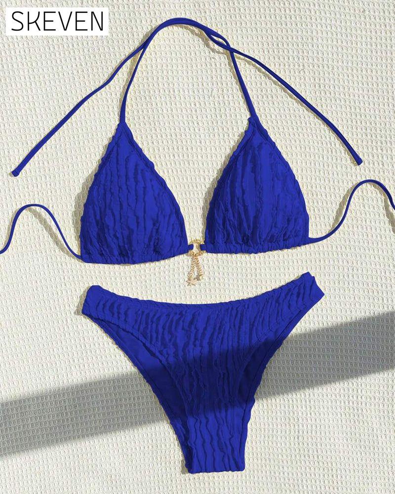 Sexy einfarbiger zweiteiliger Triangel-Bikini