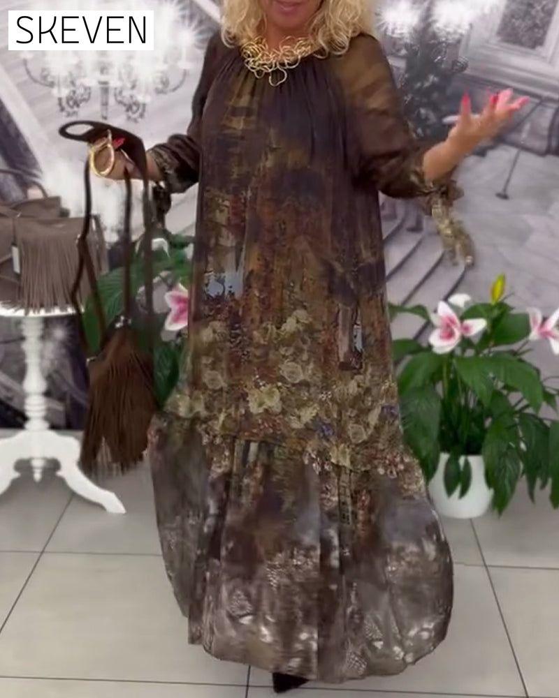 Elegant Floral Print Long Dress