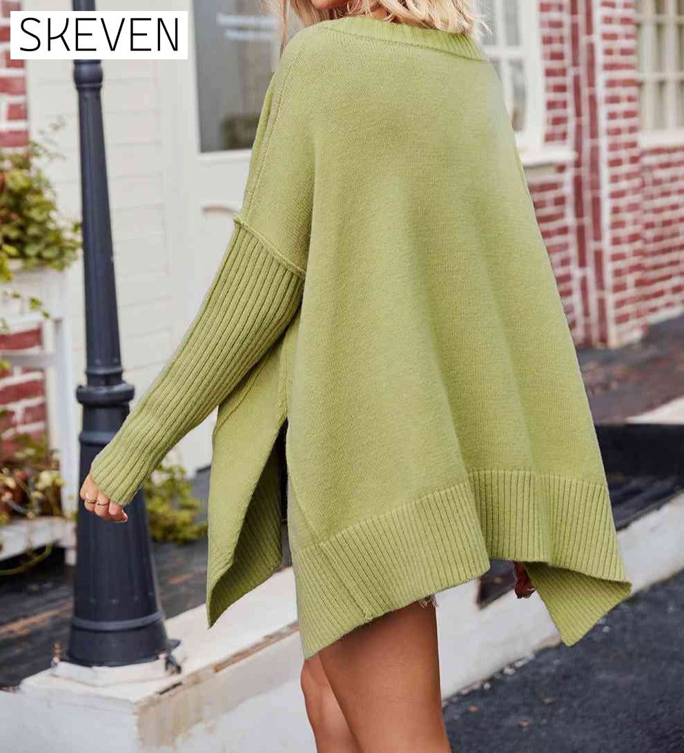 V-Neck Slit Exposed Seam Sweater Cardigan clothes SF Knit Ship From Overseas Sweater Sweaters