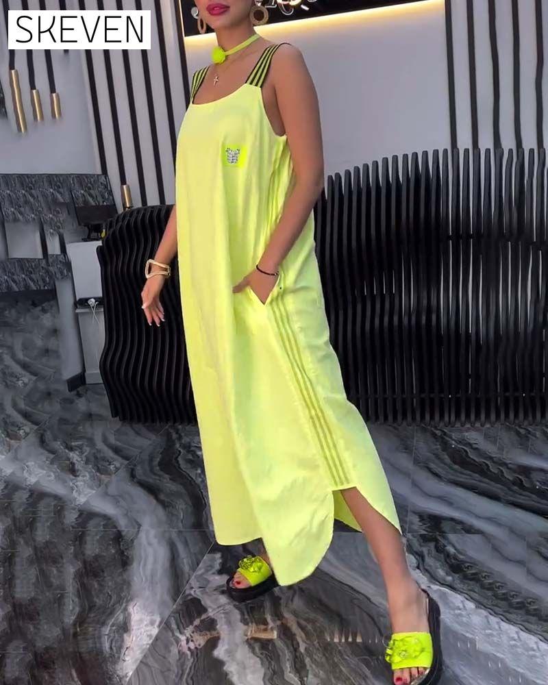 Spliced Suspender Loose Dress