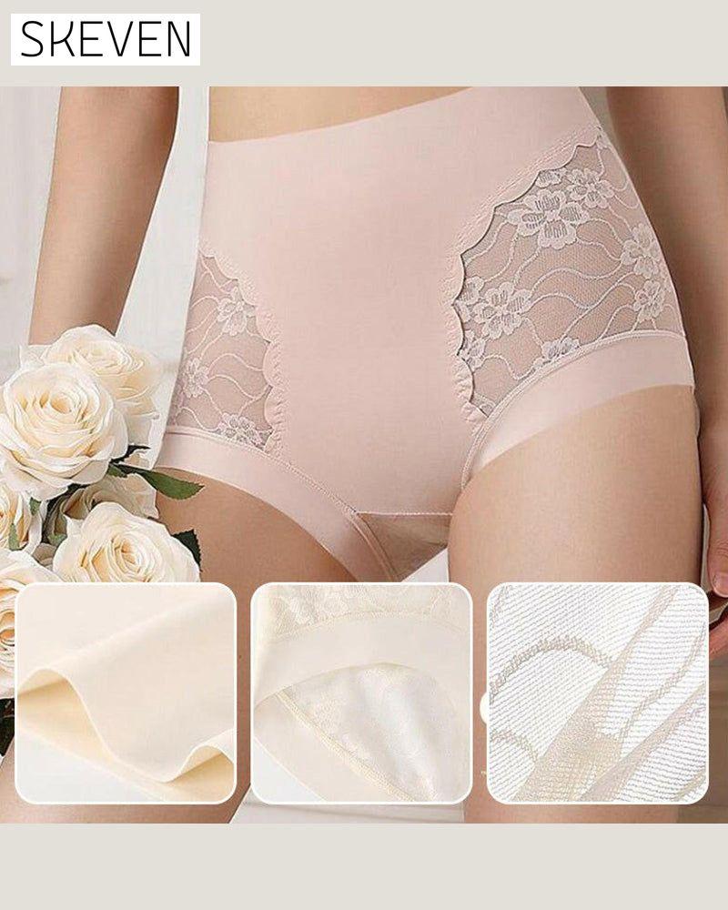 Sous-vêtements en dentelle extensible sans coutures à taille haute pour femmes