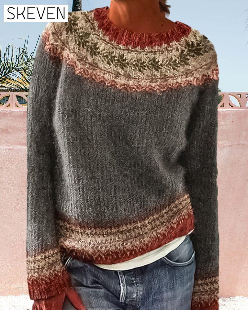 Colorblocked Round Neck Sweater 2023 f/w 23BF clothes Sweaters sweaters & cardigans Tops/Blouses