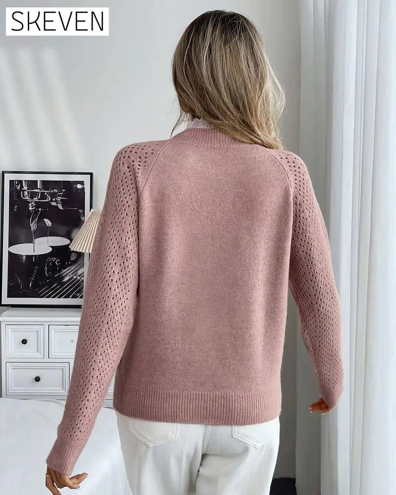 Elegant Ruffle Hollow Trim Jumper