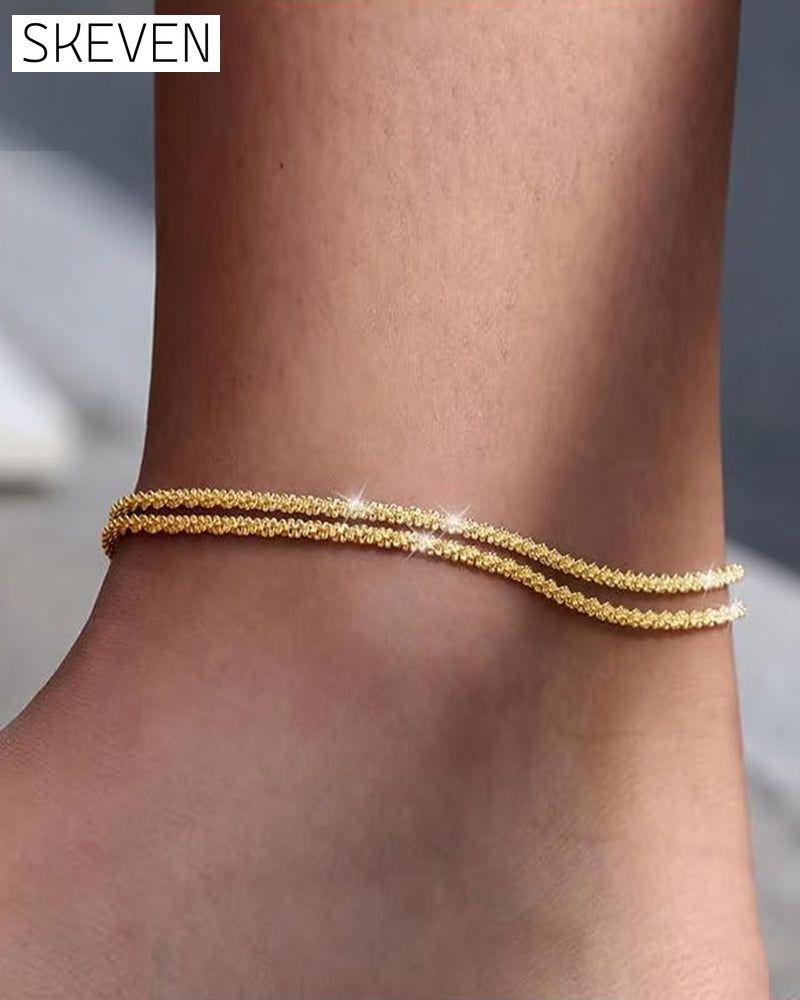 🏖️ KC Gold- und Sterlingsilber-Fußkettchen für Damen