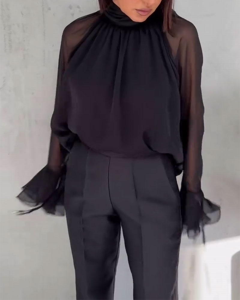 Mesh Splicing Elegant Blouse