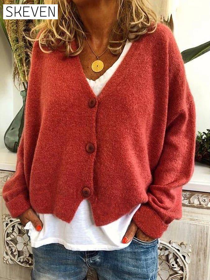 Women's Casual Loose Sweater Knit Cardigan top tops