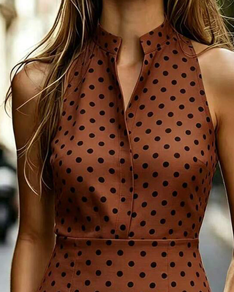 Sleeveless Polka Dot Vintage Dress