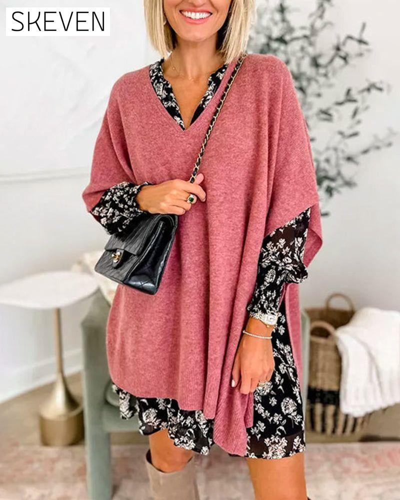 Elegant v-neck Pullover Sweater Pink 2023 f/w 23BF clothes spring Sweaters sweaters & cardigans Tops/Blouses