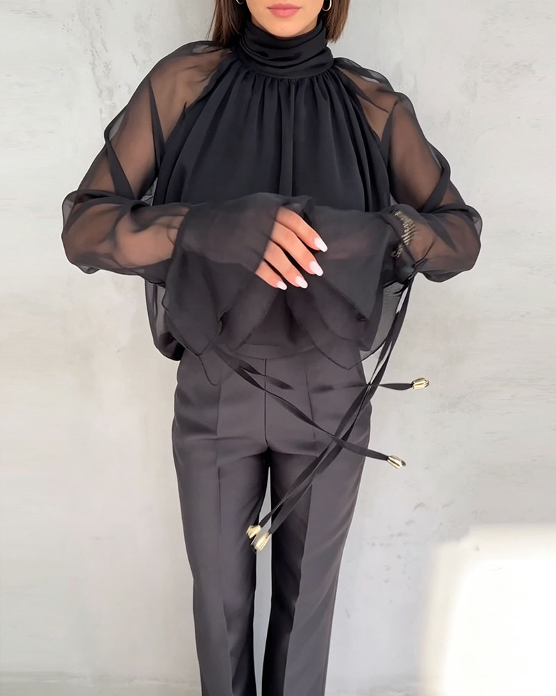 Mesh Splicing Elegant Blouse