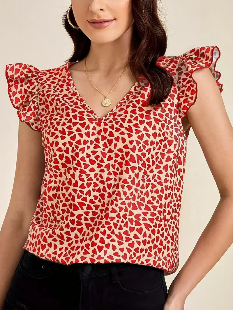 Sleeveless Leopard Print Ruffled Top