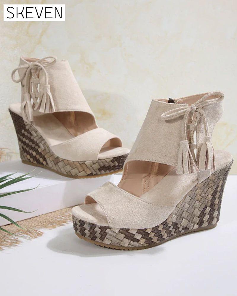 👡Women's Open Toe Platform Wedge Tassel Sandals