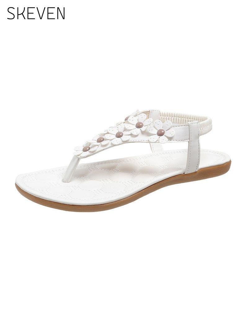 Beach Sandals with 3D Flowers