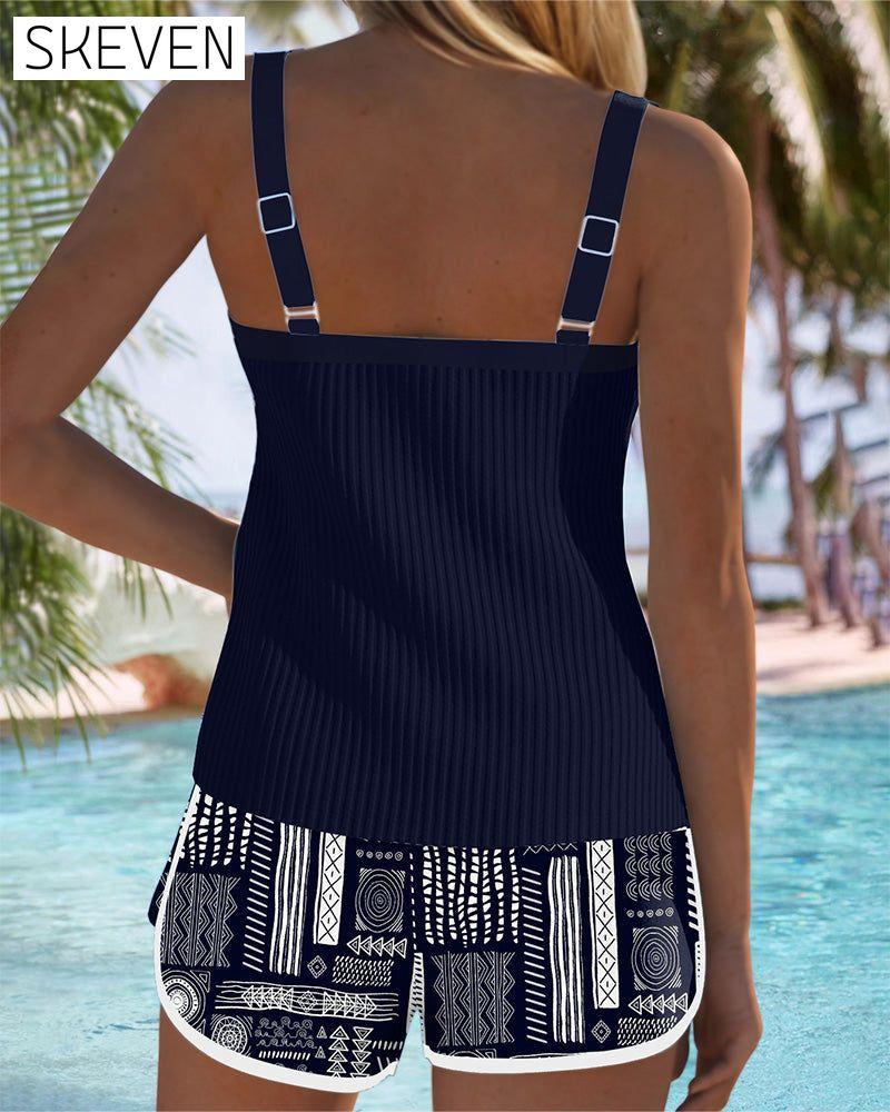 Maillot de bain deux pièces à imprimé graphique