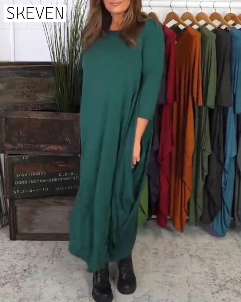 Simple solid color casual dress