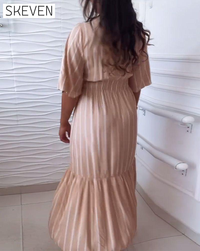 Gestreiftes Freizeitkleid mit Kordelzug