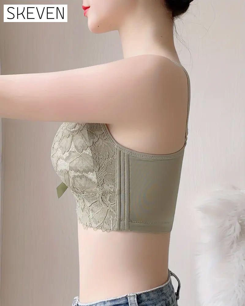 Eleganter Push-up-BH mit Schleife und kontrastierender Spitze, der volle Abdeckung bietet