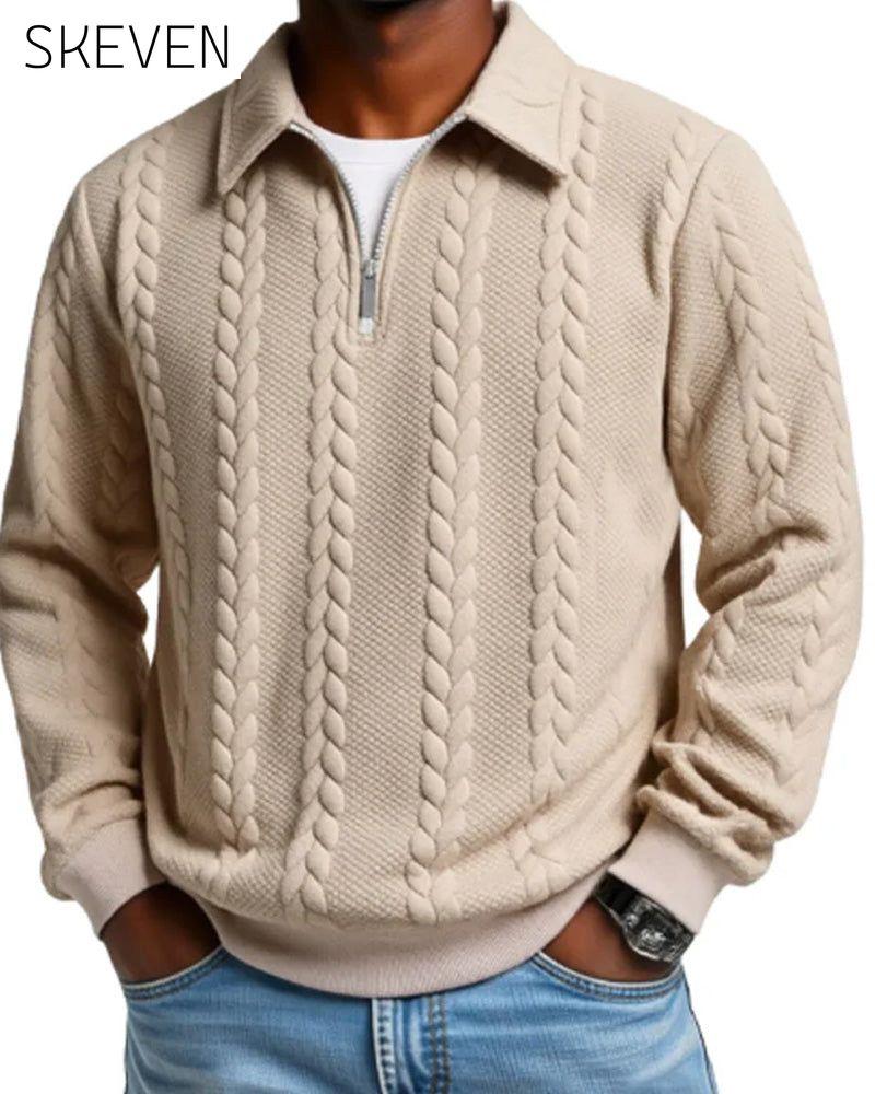 🔥Special Offers - Men's Casual Half-Zip Cable Knit Pullover