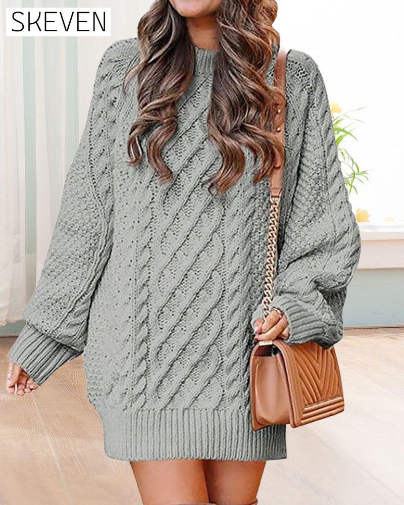 Solid color long sleeve loose pullover sweater
