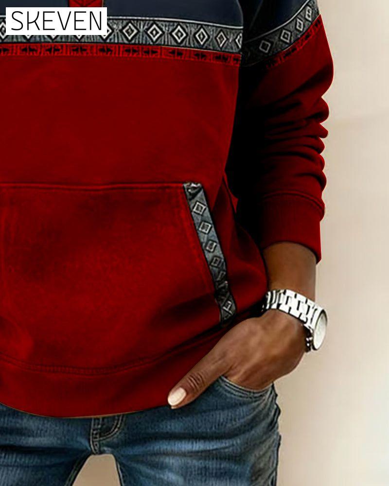 Retro-Sweatshirt mit farblich abgesetztem Pelzkragen