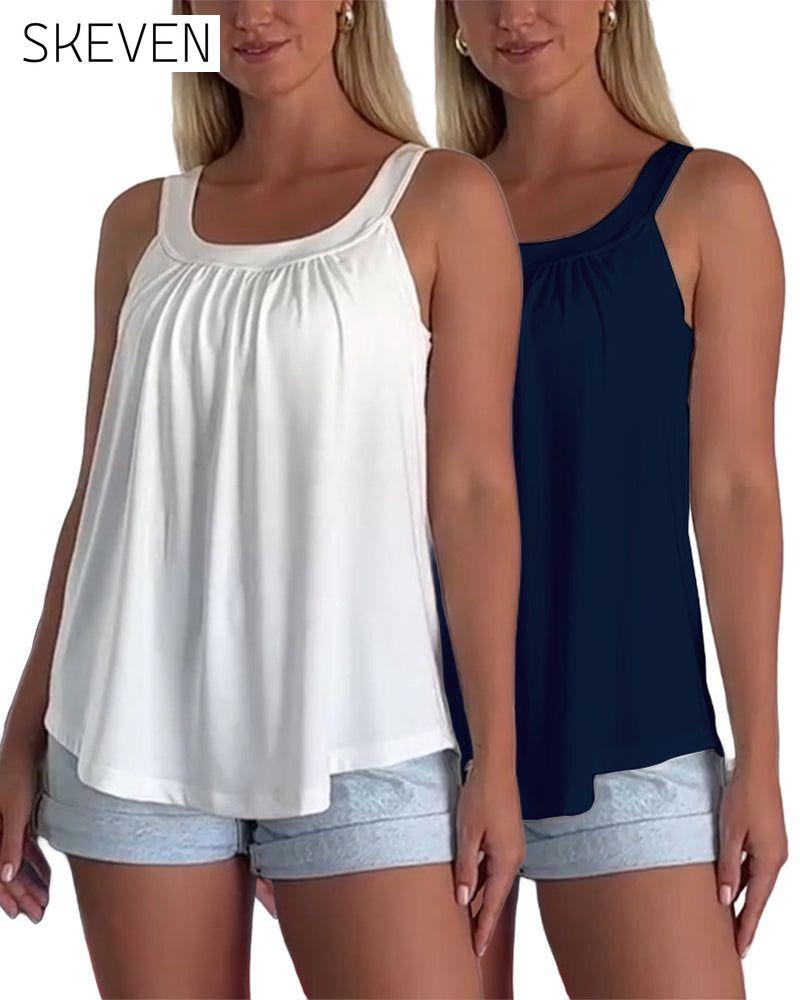 Set aus trägerlosem, plissiertem, einfarbigem Tanktop