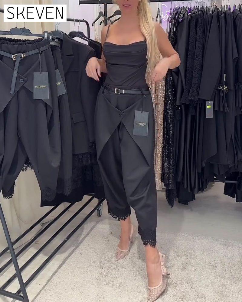 Fashionable Lace Stitching Harem Pants