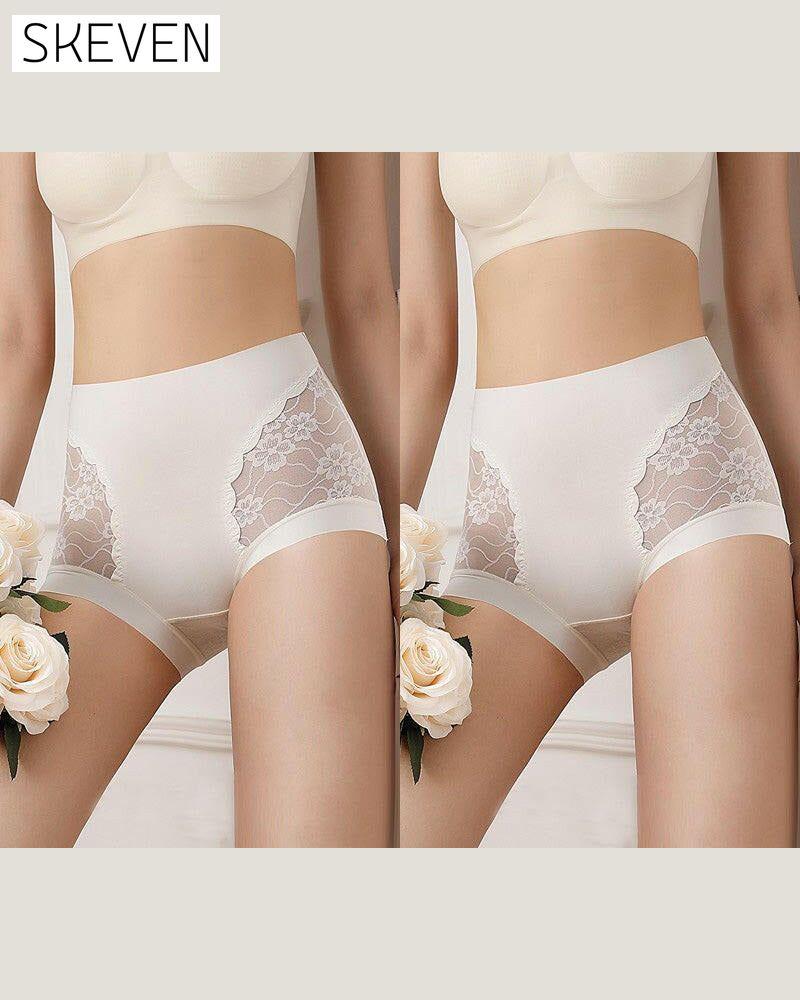 Sous-vêtements en dentelle extensible sans coutures à taille haute pour femmes