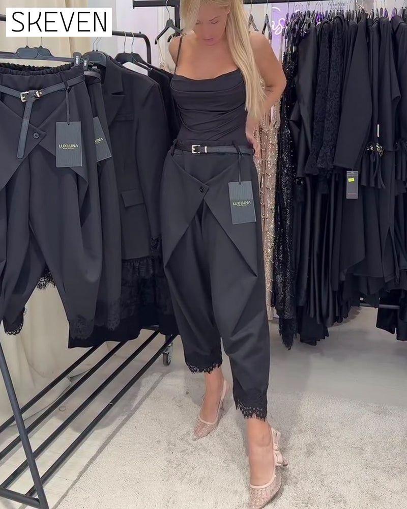 Fashionable Lace Stitching Harem Pants