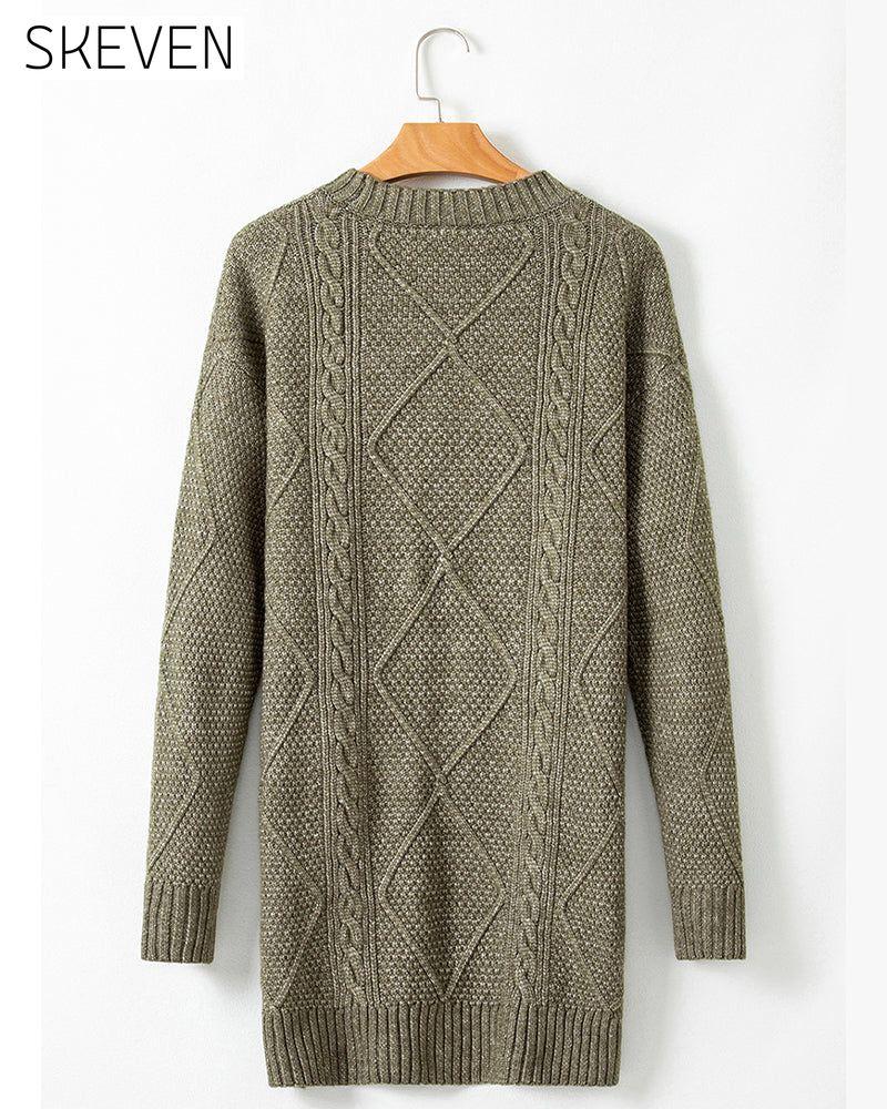Casual Round Neck Solid Color Sweater Dress