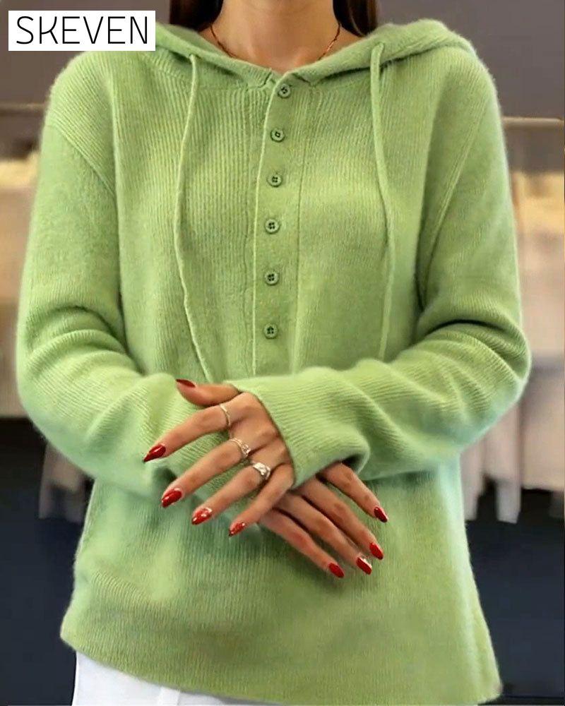 Modischer Kapuzenpullover in Unifarbe