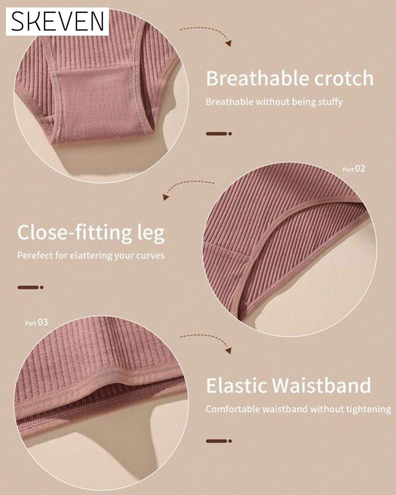 Ladies'  Breathable Vertical Striped Texture Feel Comfortable Fashionable Mid-Waist Brief