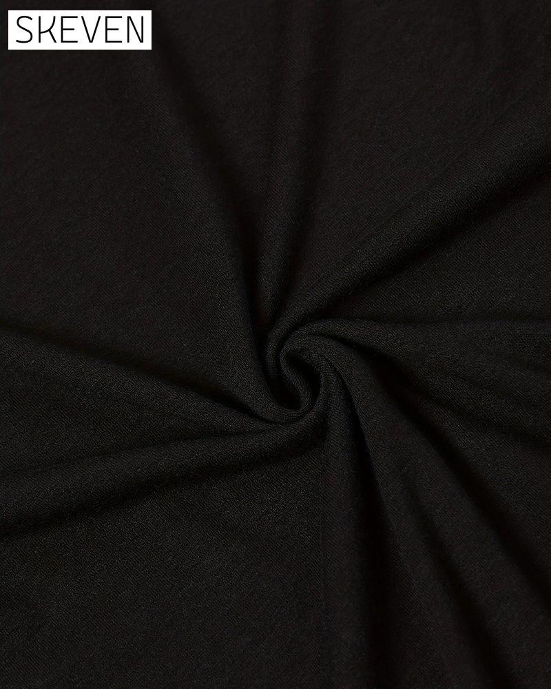 Bedrucktes Kleid mit V-Ausschnitt, Trägern und Schlitz