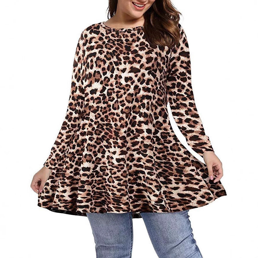 Long-sleeve Belted Top Plus-size Relaxed Fit