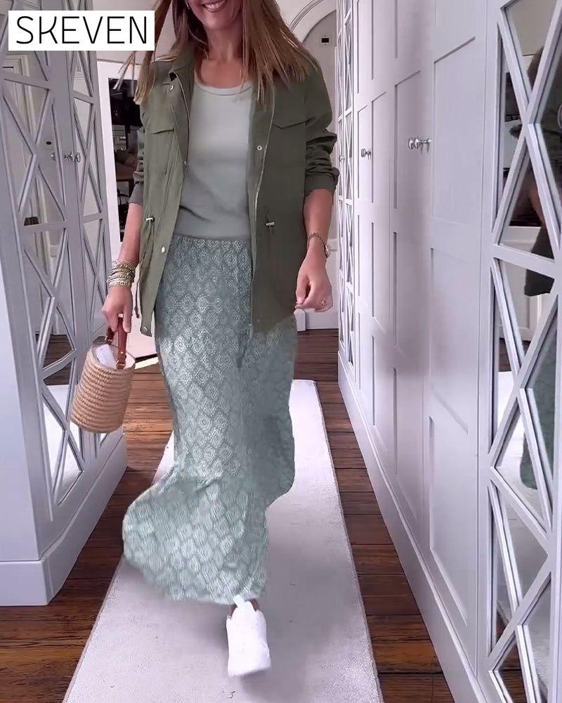 Casual printed patchwork pleated dress 202466 skirts spring summer